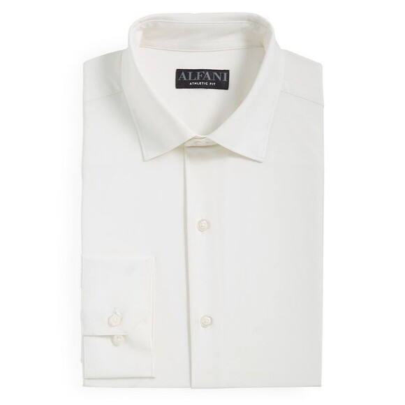 Alfani Men's Regular Fit Travel Ready Solid Dress Shirt  white 16-16.5/34-35 - Picture 1 of 3